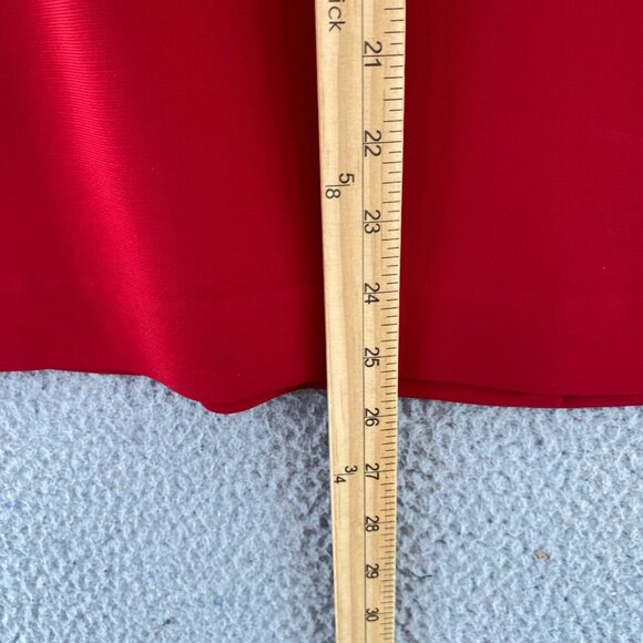 Le Suit Set Womens 12 Red Pleated Jacket Button Up Below Knee Skirt 2 Piece Work - Picture 9 of 16